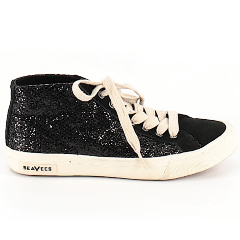 SeaVees Nova Glitter Hi Tops Black Suede sneakers